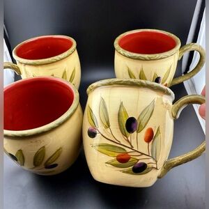 4 Clay Art Antique Olive Mugs. 16oz